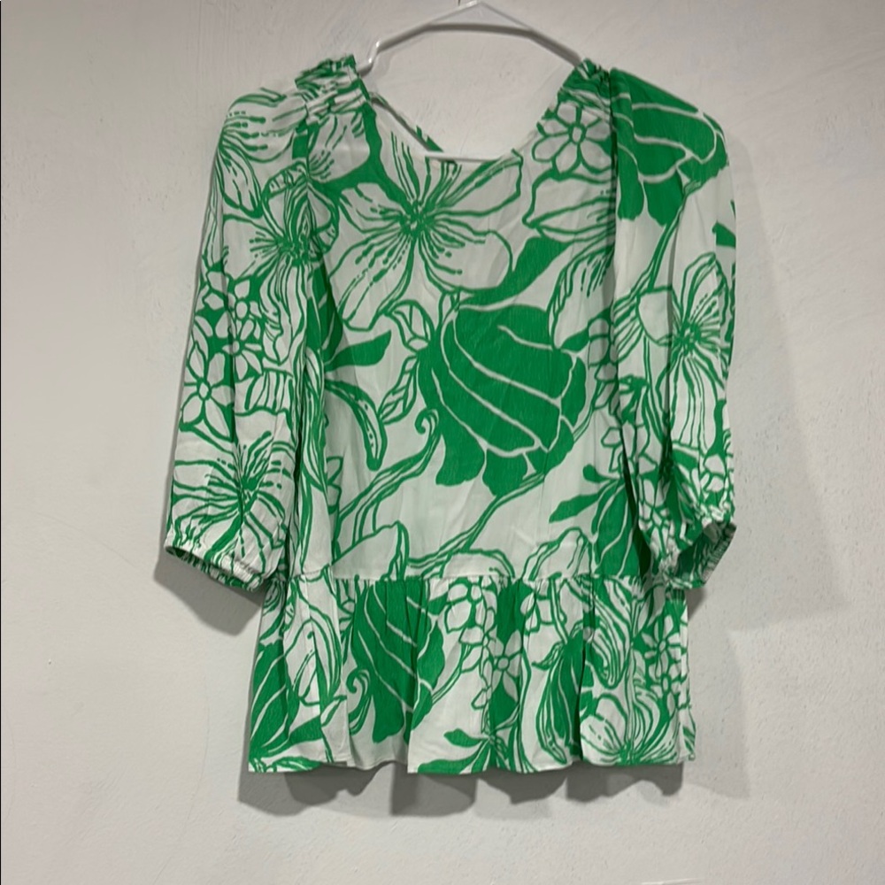 Green Floral Blouse